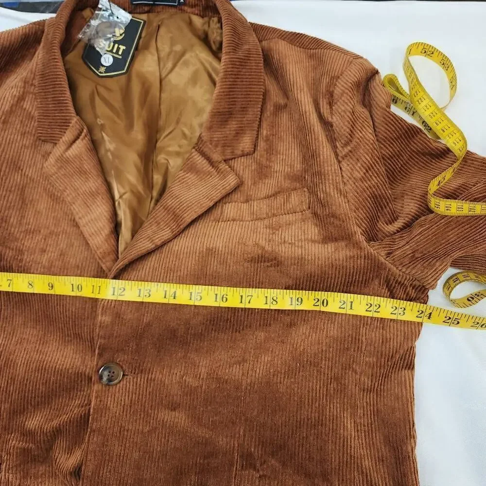 WEEN CHARM Size XL Men's Slim Fit Corduroy Sport Coat,Vintage Work Jackets with